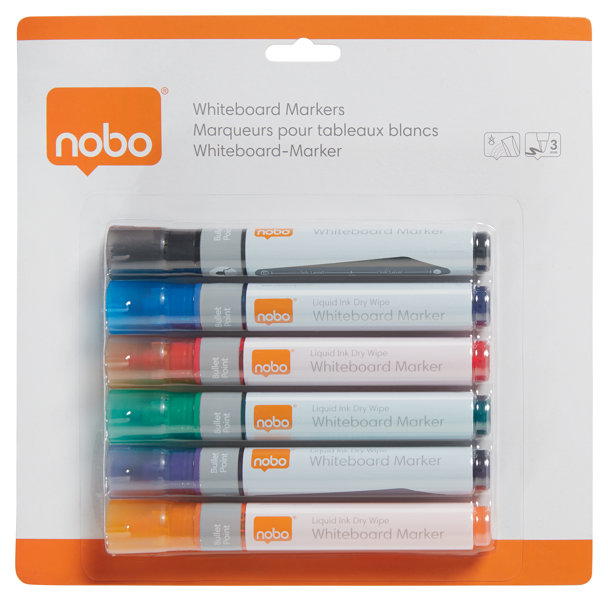 Whiteboard Markers NOBO Liquid Ink, 6 pcs, assorted